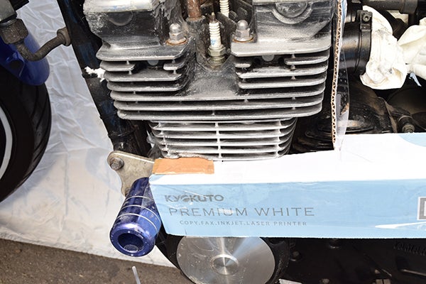 XJR400R エンジンフィン パテ盛