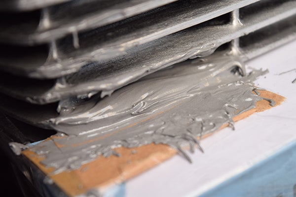 XJR400R エンジンフィン パテ盛